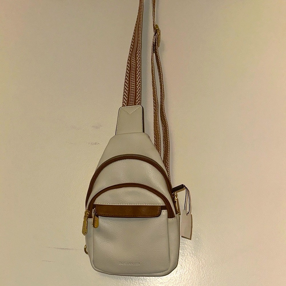 Chic Cream and Brown Women's Backpack